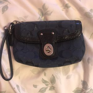 Real navy coach wristlet